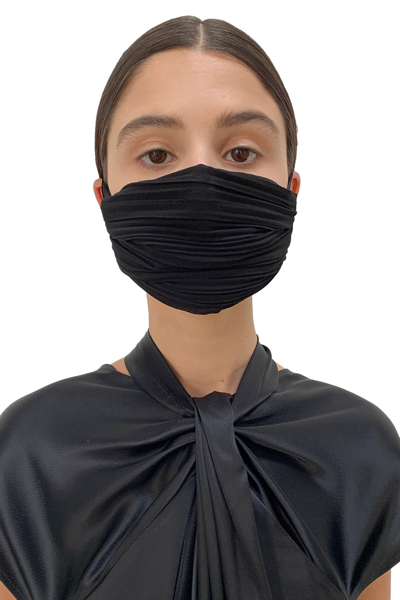 Black Pleated Face Mask